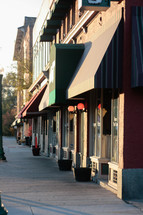 sidewalk and shops downtown 