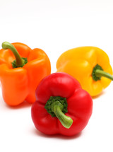 red, yellow, and orange, bell peppers 