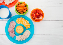 Healthy Lunch for Children on Bright Plates