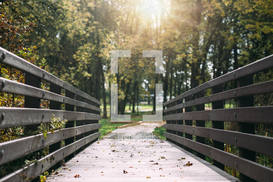 a footbridge in fall 
