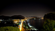 Night view of Baia bay, Pozzuoli, near Naples, Italy.