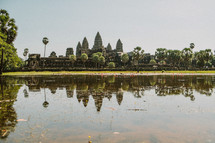 temple across a river in Cambodia 