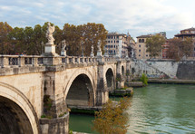 Bridge of Vittorio Emmanuel II on Tiber River and St.Peter's Basilica, Rome Italy