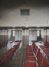 chairs in a row for camp church meeting