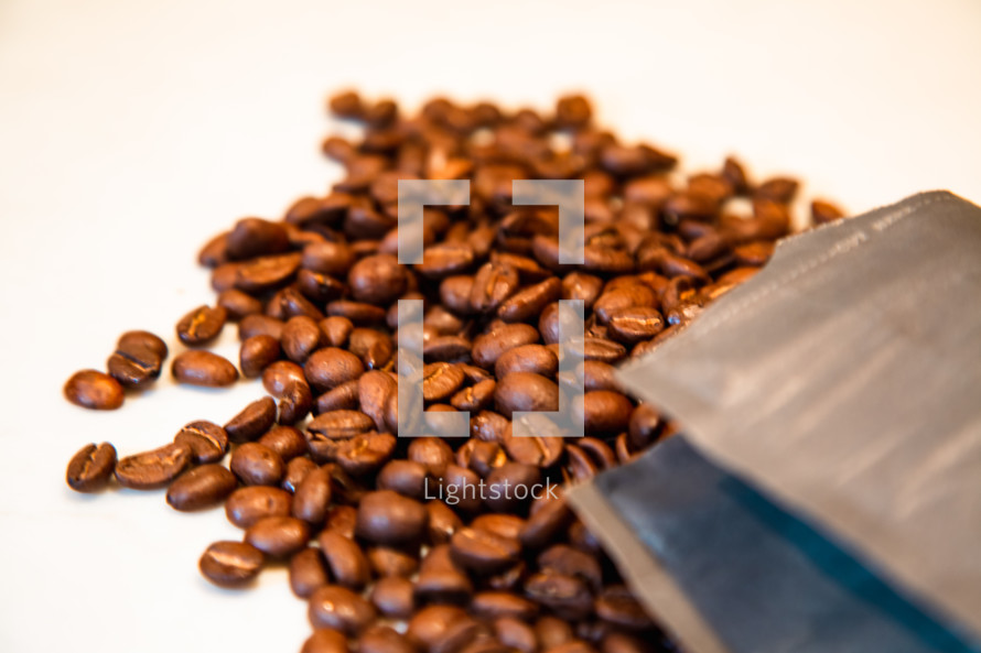 spilt coffee beans 