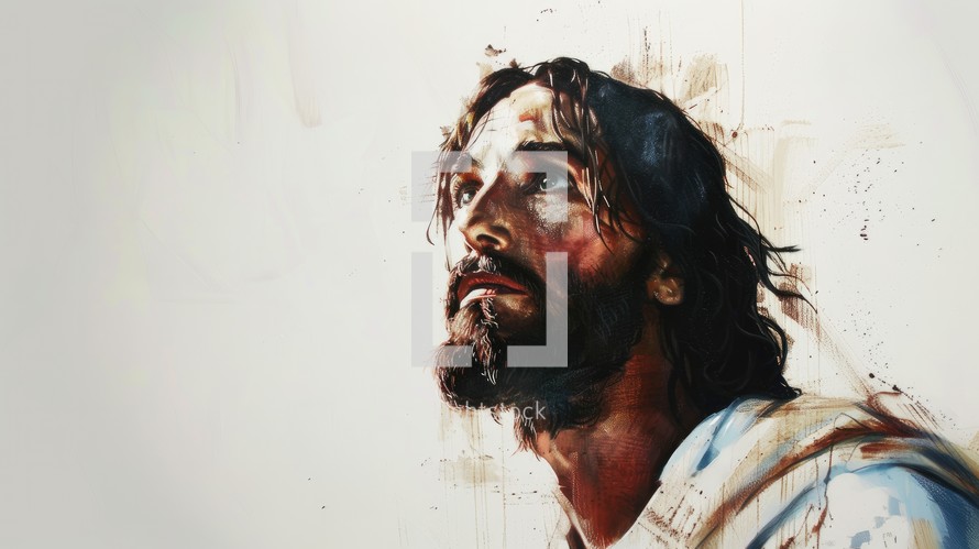 Jesus Christ. Abstract colorful Illustration. Digital painting.