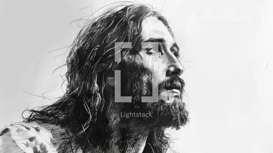  Jesus Christ. Black and white illustration