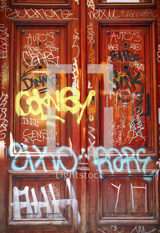 Door with graffiti
