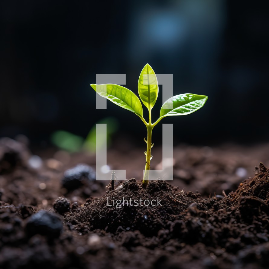 A tiny plant pushes through dry earth, symbolizing hope and potential for growth.