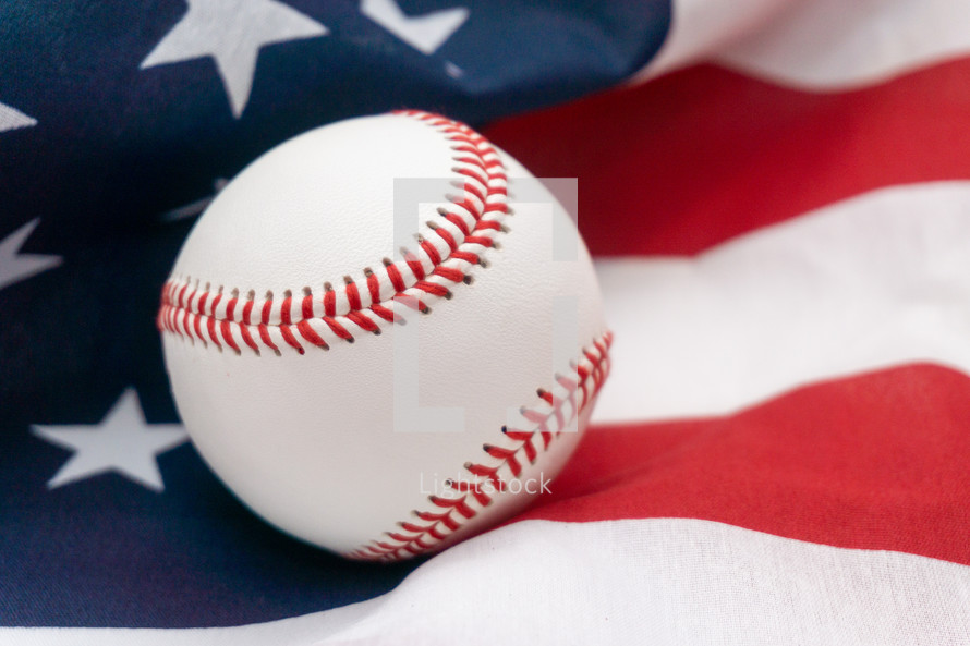 baseball on an American flag 