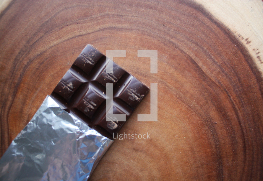 chocolate bar on wood 