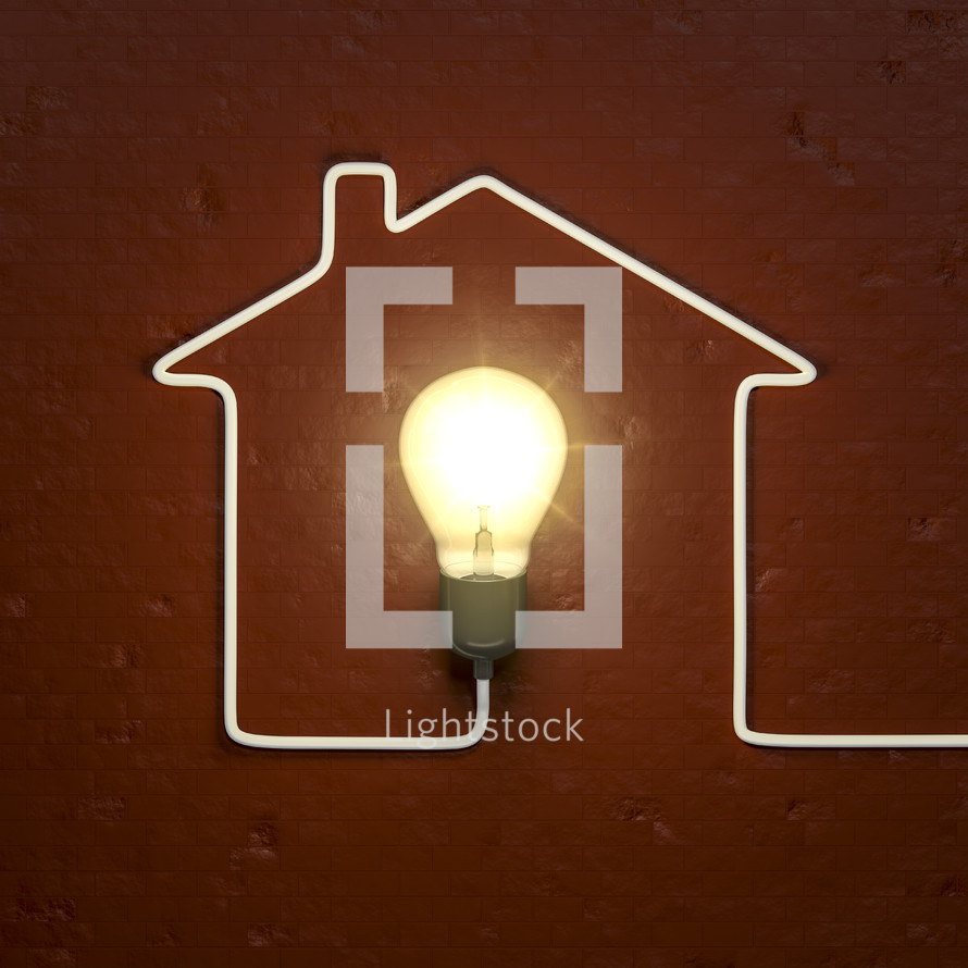 house shape with lightbulb 
