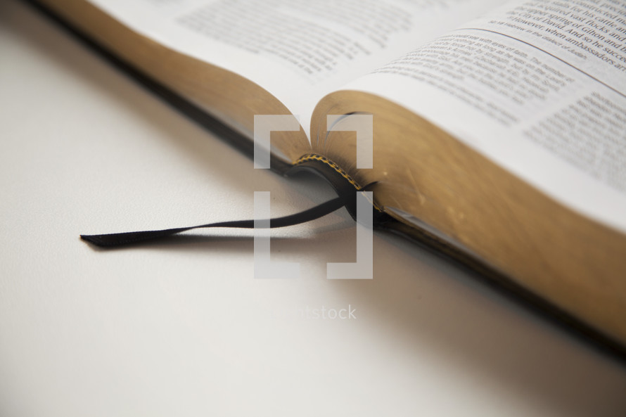 bookmark and an open Bible 