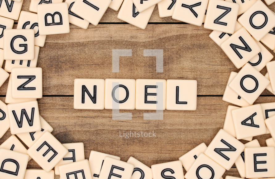 Noel in scrabble pieces