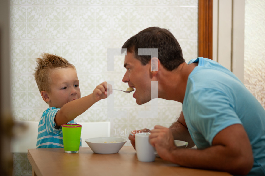 Spoon-feeding of a father