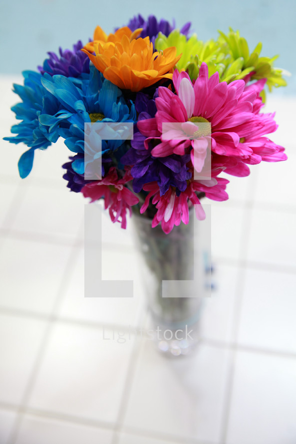 colorful flowers in a vase 
