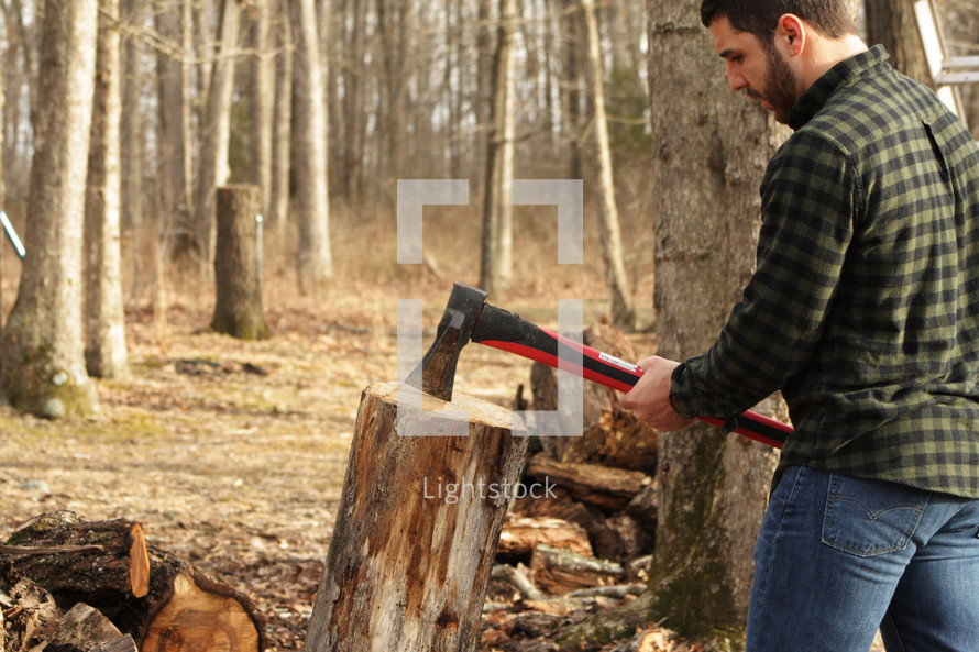 chopping firewood 