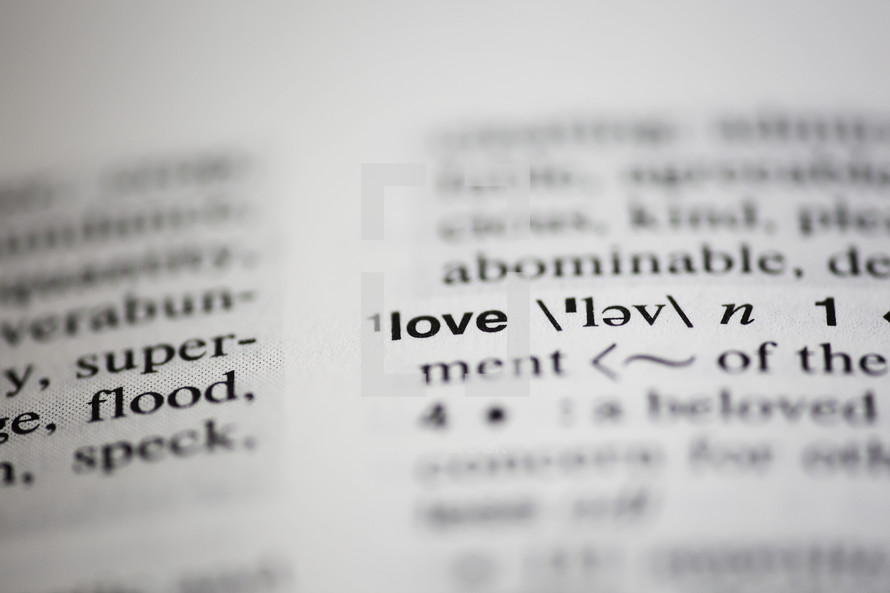 The word "love" in a dictionary.