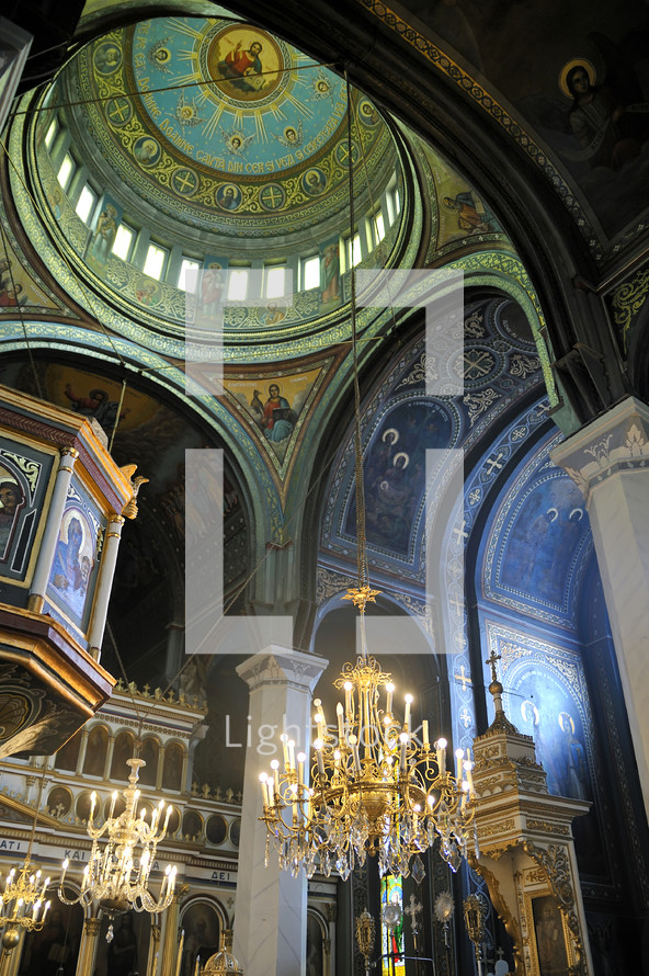 Interior of orthodox church. Romania. Galati