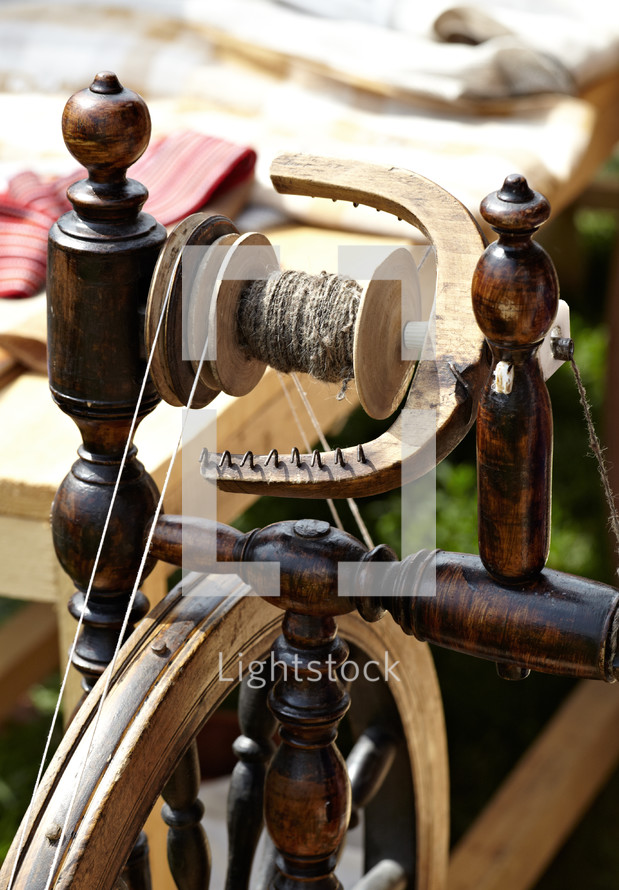 Macro shot detail of the vintage weaving loom