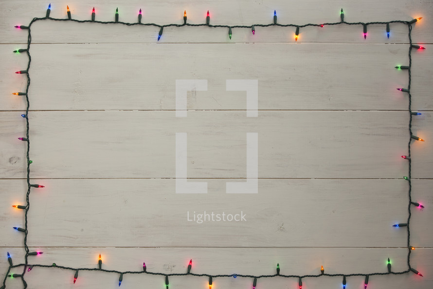 colored Christmas lights border.