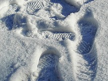 shoe prints in the snow