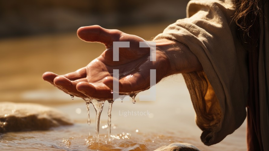John the Baptist. Hand with water dripping