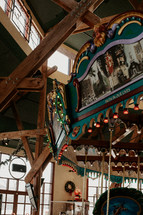Colorful, antique indoor carousel 