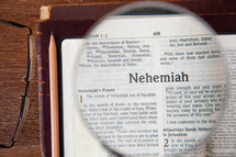 magnifying glass over Nehemiah 
