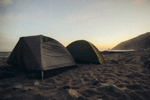 tents on a beach 