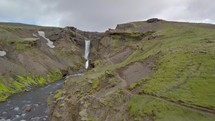 Green Iceland nature with cascade waterfalls
