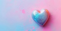Valentine's Day background. Blue heart on pink background.