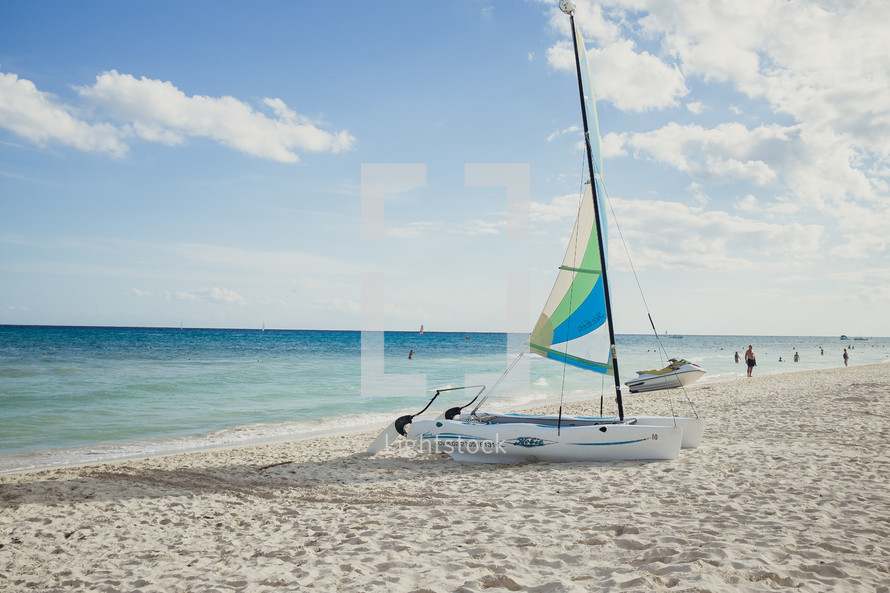 catamaran on a beach 