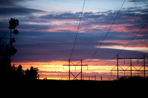 power lines at dusk