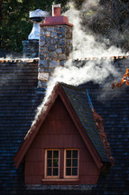 Steam on building in the winter