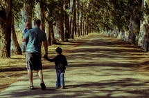 father and son's walking 