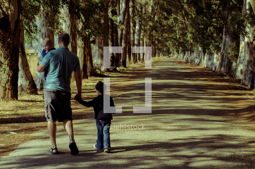father and son's walking 