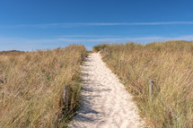 sandy path over sand dunes 