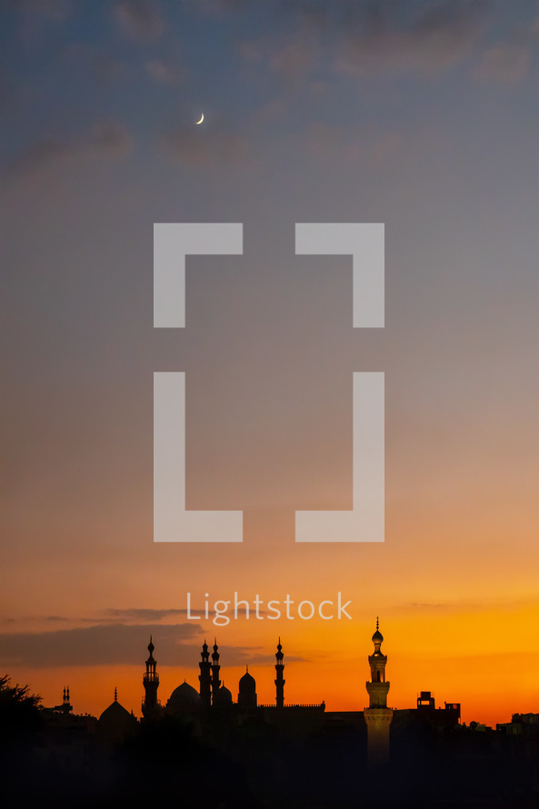 mosque silhouette at sunset