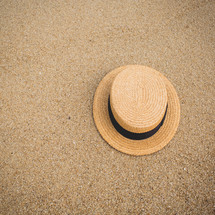 a hat on sand 
