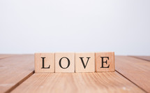 word love on wooden blocks 
