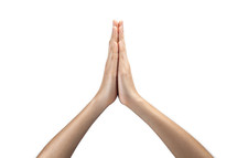 praying hands against a white background 
