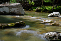 water flowing in a creek 