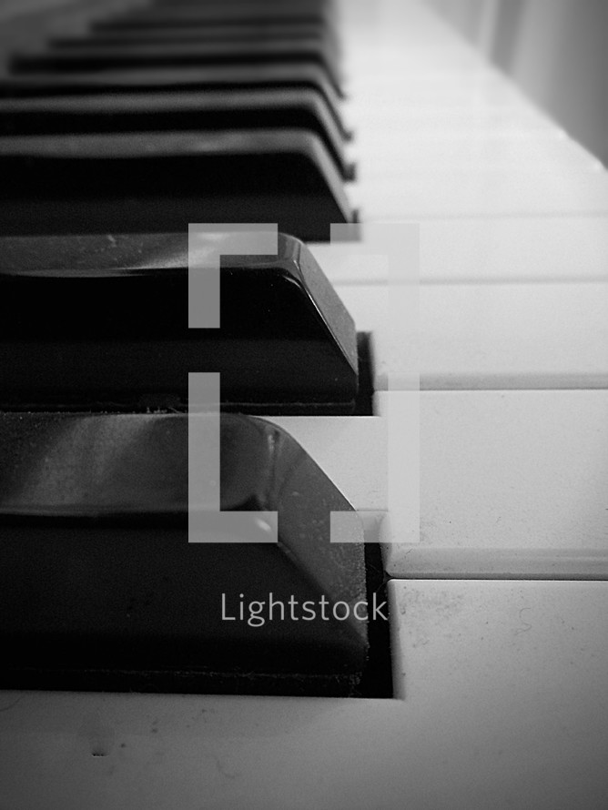 Close-up of piano keys.