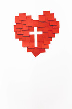 red heart and cross post-its 