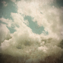 clouds with mountain peaks - grunge vintage