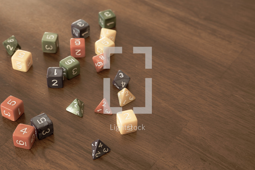 game dice on wood 