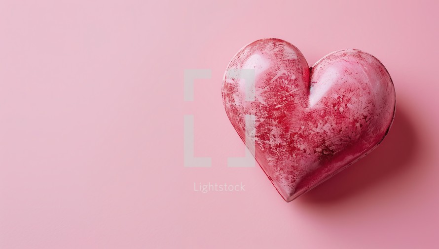 Valentine's day background. Red heart on pink background.