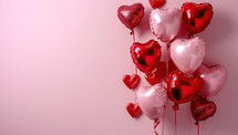  Heart Balloons on Pink Background