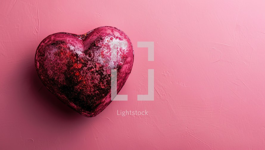 Valentine's day background with red heart on a pink background